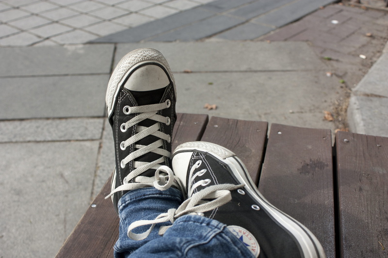 4K, outdoors, unrecognizable person, shoelace, high angle view, real people, human leg, personal perspective, low section, lifestyles, day, footpath, pete