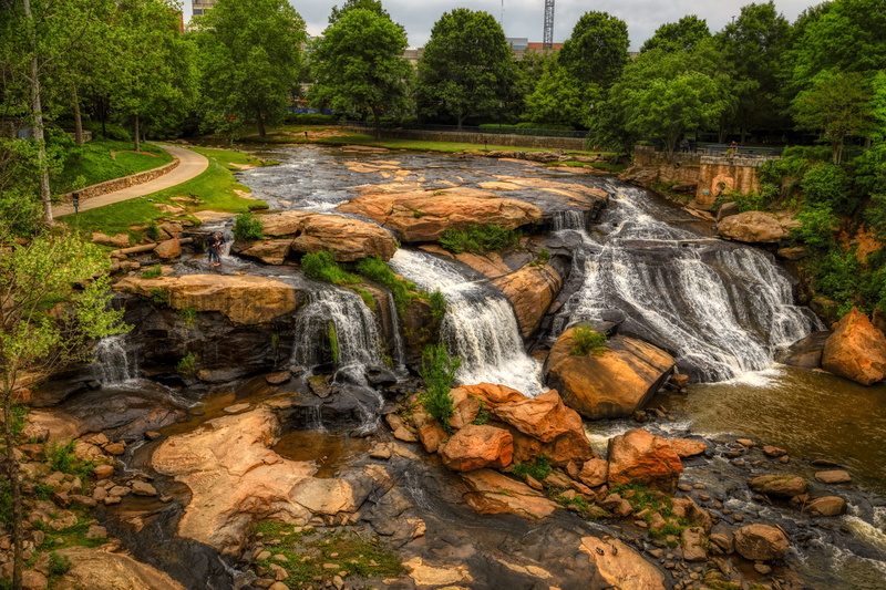 nature, growth, scenics - nature, beauty in nature, non-urban scene, greenville, boulder, power in nature, land, rock - object, forest, hdr, falling water