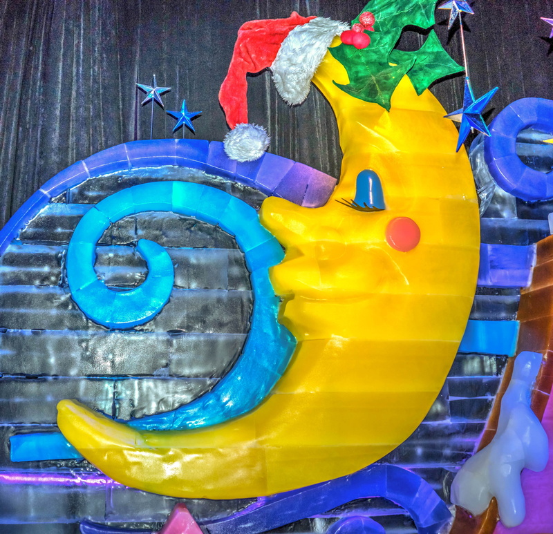 wheel, art and craft, performance, day, ice exhibit, representation, creativity, high angle view, ice sculptures, artistic, holiday, animal representation