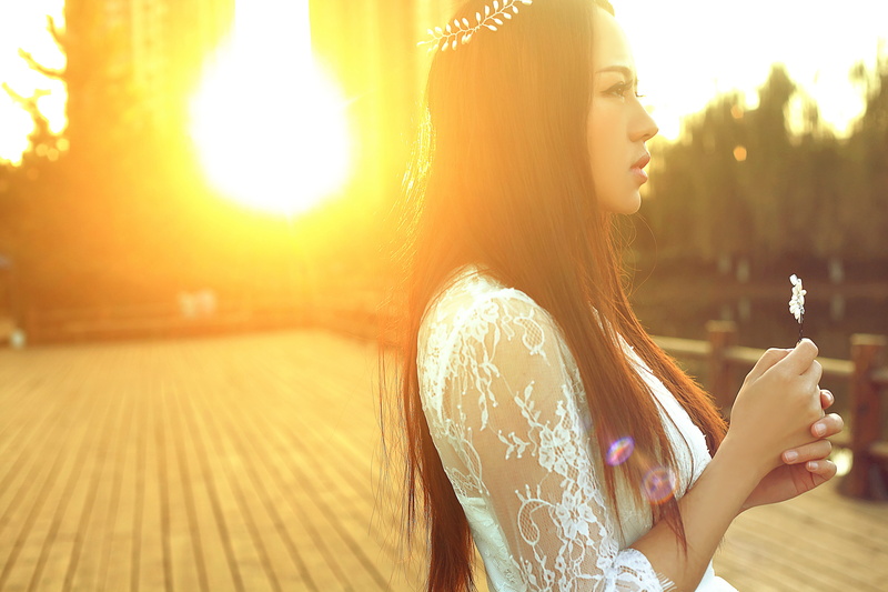 sky, beautiful woman, fashion, smiling, teenager, sunset, fresh, getting away from it all, adults only, adult, summer, long hair, sun, young adult, brown hair