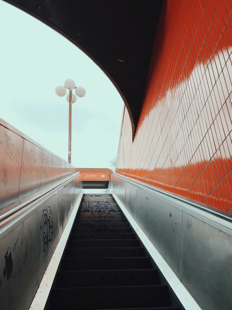 germany, escalator, lighting equipment, tiles, wall - building feature, day, road, way, perspective, direction, steps and staircases, elevator, stairs