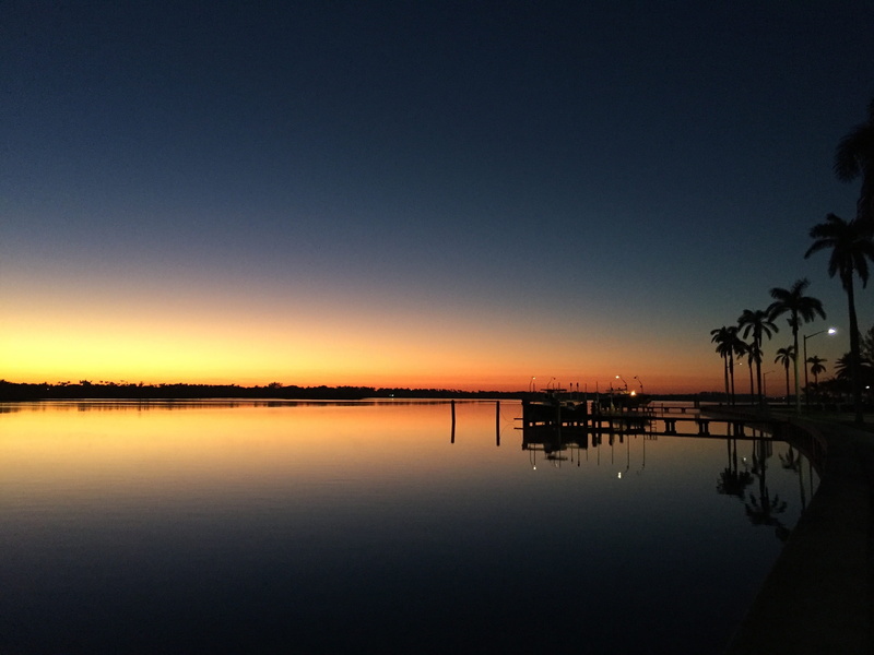 tranquility, beauty in nature, lake, plant, idyllic, scenics - nature, water, dock, sunrise, intracoastal, pregadio, island, sky, 2K, tree, palm tree