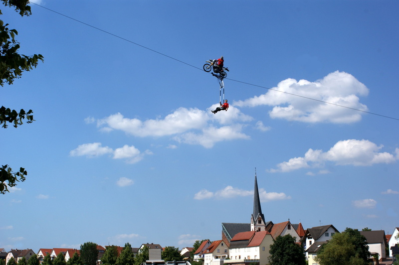 Artistry, extreme sports, 2K, motion, low angle view, sky, leisure activity, High Ropes, blue, mid-air, outdoors, vitality, rope, full length, nature