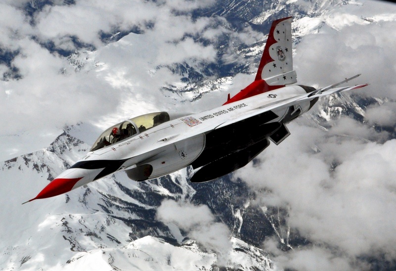 thunderbirds, sky, air show, flight, usa, fast, snow, aircraft, day, transportation, flying, acrobatic, mid-air, speed, 1080P, air force, no people, air Vehicle