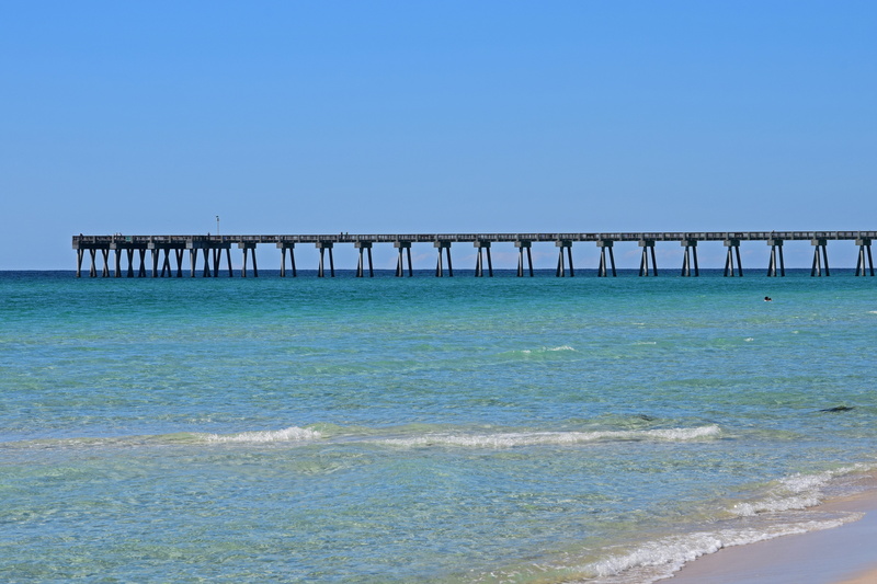 sky, scenics - nature, built structure, tranquil scene, pier, sport, colorful, nature, travel, outdoors, horizon, blue, clear sky, fishing, water, no people