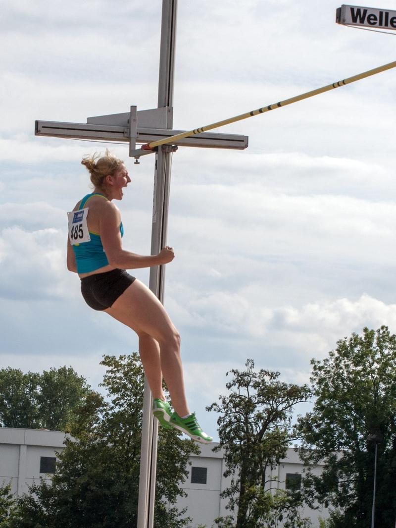 Pole Vault, sky, outdoors, Athletics, color Image, low angle view, cloud - sky, tree, young adult, junior gala mannheim, nature, hairstyle, full length