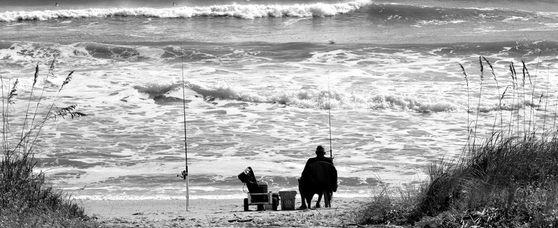 florida, motion, nature, beach, men, leisure activity, women, lifestyles, monochrome, land, recreation, ocean, high angle view, surf fisherman, togetherness