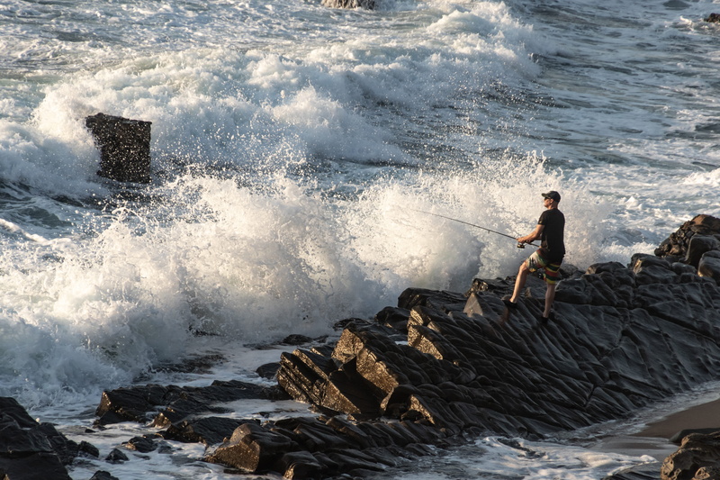 breaking, wave crashing, hitting, surfboarding, waves, holiday, fun, near, blue, water, fishing, rock, solid, flowing water, shore, motion, action, aquatic sport