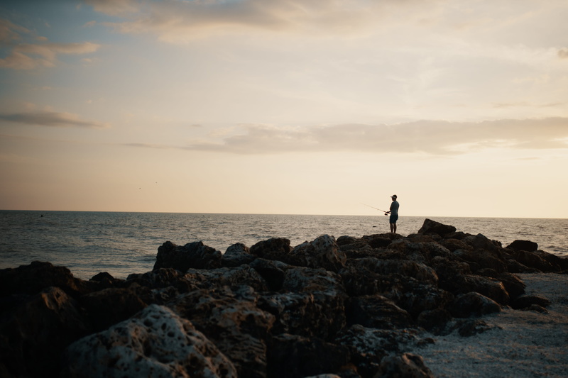horizon over water, sea, seascape, rock, light, seashore, sun, rocks, water, outdoors, landscape, rocky, shore, dawn, clouds, fishing, land, horizon, arms raised