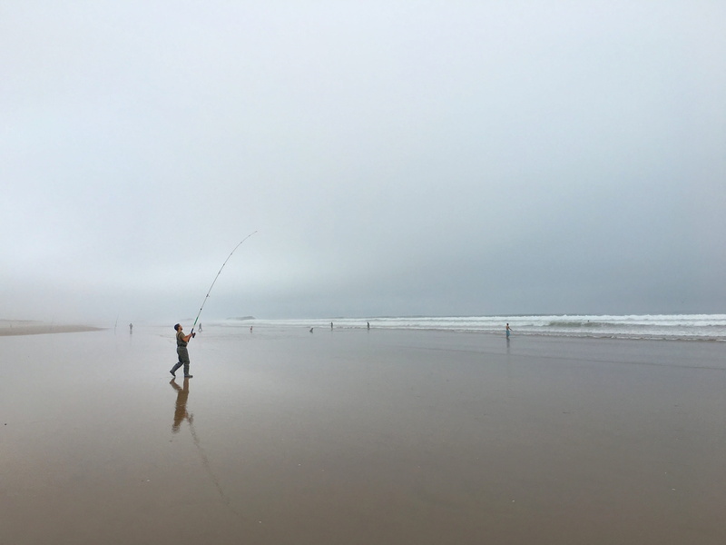 sky, sea, morocco, wide, angler, reflection, beauty in nature, fish, fishing rod, one person, land, tranquility, water, beach, full length, day, horizon over water