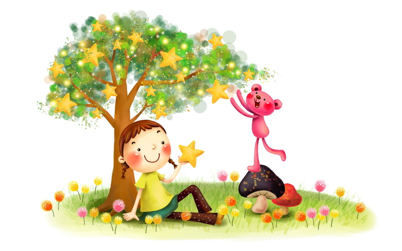 flower, cartoon, dandelion, people, childhood, gift, vector, celebration, green Color, happiness, fantasy, computer Graphic, representation, fun, outdoors