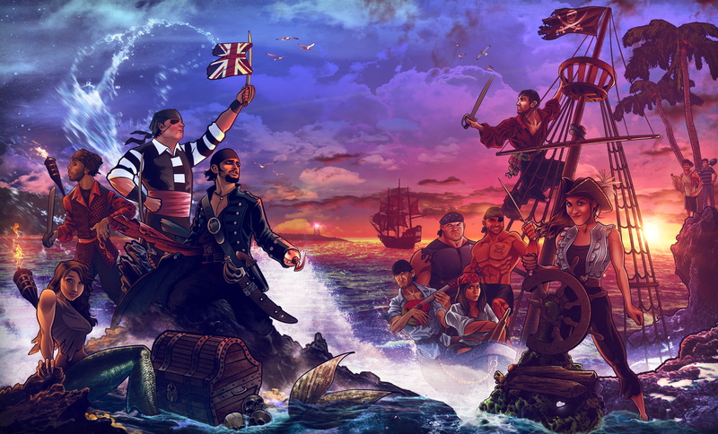  chest, island, pirate, pirates, sea, mermaid, ship, treasures, 5K, digital, shore, game