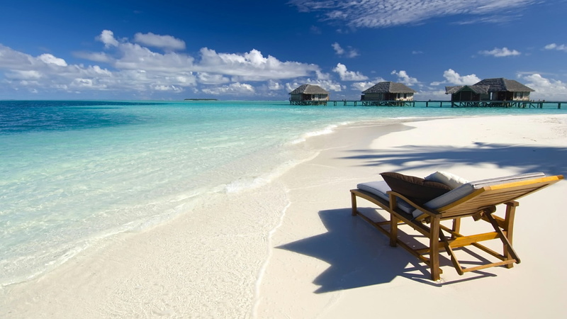 tourism, no people, vacation, tropics, beauty in nature, land, outdoors, beach, 1080P, sky, leisure, outdoor furniture, seat, lagoon, luxury, coast, water