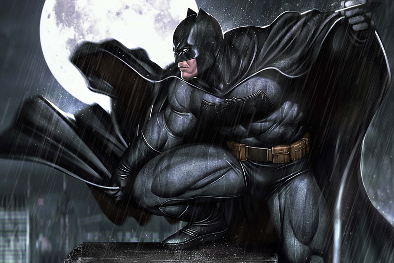 Character, Night, Batman, DC Comics, Comic, Moon, Alex Malveda, Characters, Rain, 1080P, by Alex Malveda, Art, Comic Art, The moon, The shower