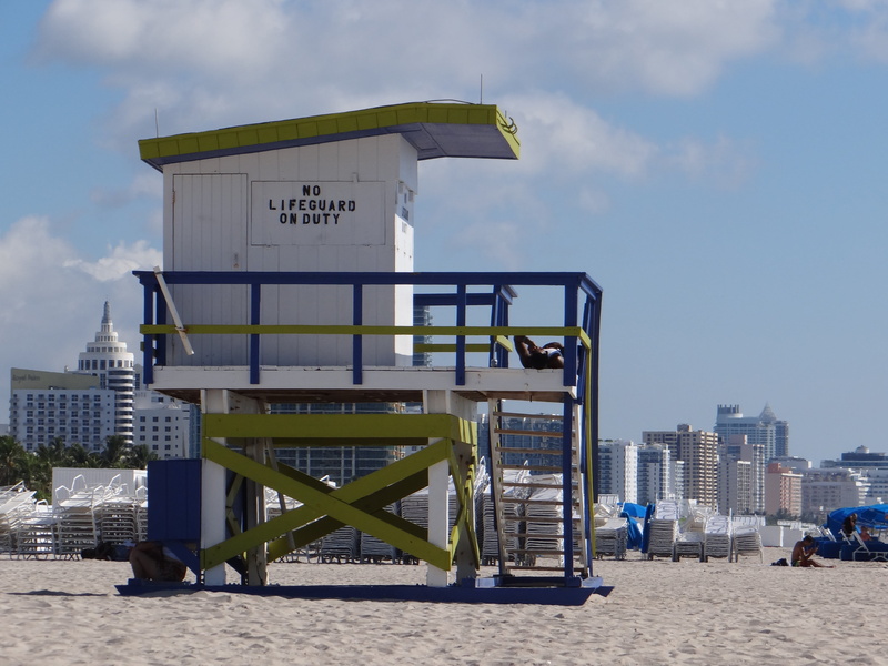 hut, man made structure, day, miami, water, sun, building exterior, land, heat, architecture, safety, lifeguard hut, florida, built structure, beach, outdoors