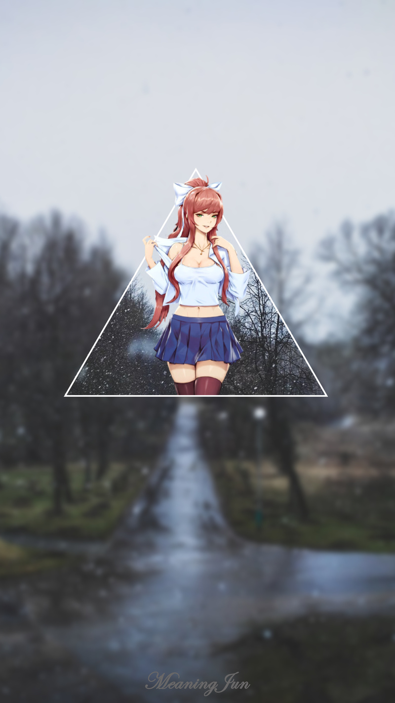 picture-in-picture, 1080P, MeaningJun, anime, Doki Doki Literature Club, Monika (Doki Doki Literature Club), anime girls