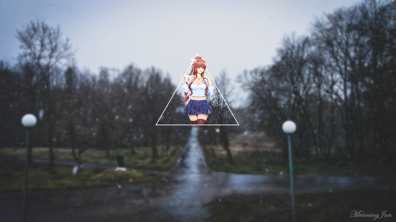 Monika (Doki Doki Literature Club), picture-in-picture, anime girls, anime, MeaningJun, Doki Doki Literature Club, 2K