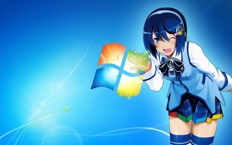 Windows 7, blue hair, anime girls, 1080P, anime, Madobe Nanami