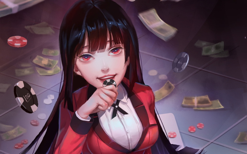 young adult, women, Kakegurui, headshot, real people, front view, indoors, one person, adult, Jabami Yumeko, hairstyle, anime girls, glass - material, holding
