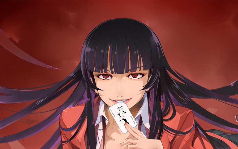 beauty, indoors, hairstyle, close-up, lifestyles, portrait, human face, red, headshot, anime, Jabami Yumeko, human body part, real people, beautiful woman