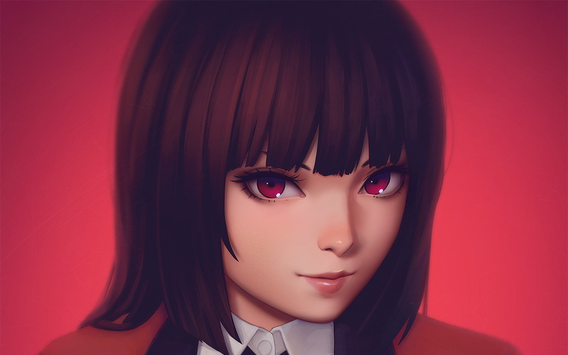 Kakegurui, 1080P, Ilya Kuvshinov, anime girls, Jabami Yumeko