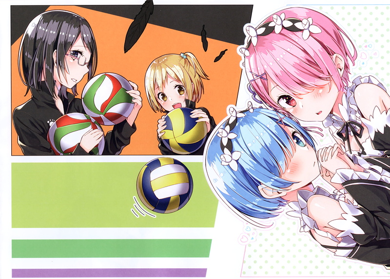 2K, Hitoka Yachi, Crossover, Kiyoko Shimizu, Ram (Re:ZERO), Anime, Haikyū!!, Rem (Re:ZERO), Re:ZERO -Starting Life in Another World-