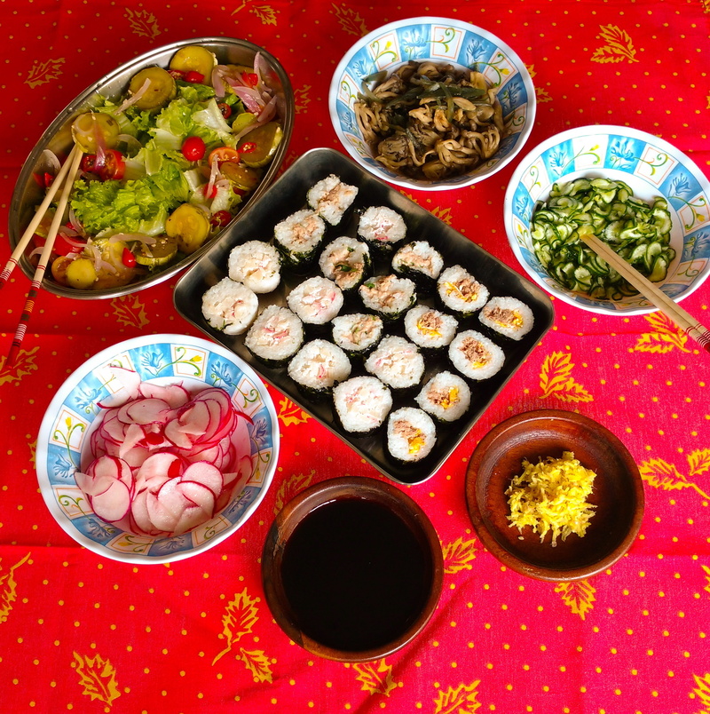lunch, meal, ready-to-eat, variation, shoyo, large group of objects, asian food, salad, freshness, red, cucumber, healthy eating, wellbeing, oniguiri, vegetables