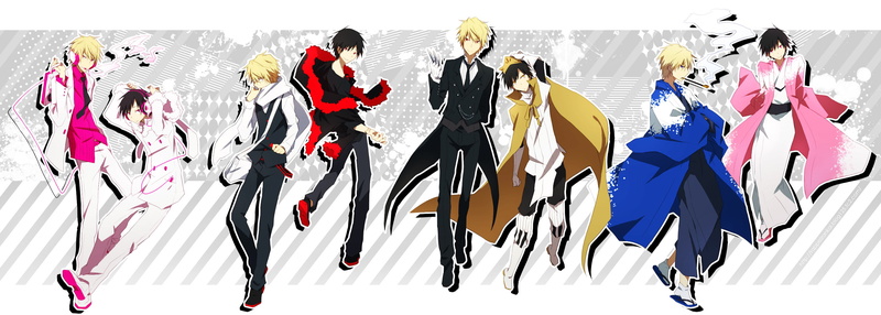 men, backgrounds, white background, clothing, flag, Tsugaru, anime, Delic, women, red, panoramic, characters, art, headphones, elegance, Shitsu production