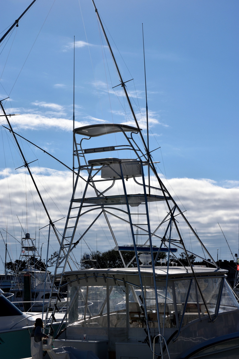 flying bridge, nautical, boats, steer, tower, fishing, travel, cloud - sky, low angle view, equipment, rigging, high up, no people, marine, charter boat