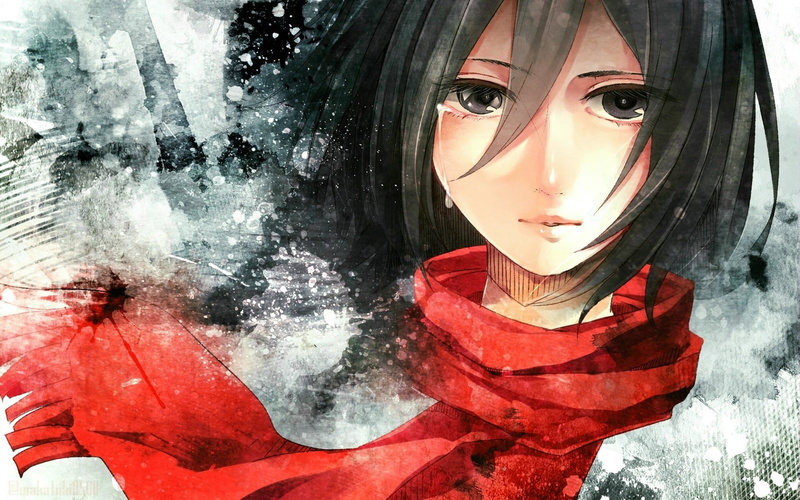 ackerman, hairstyle, real people, young adult, lifestyles, red, leisure activity, one person, looking at camera, beautiful woman, Shingeki No Kyojin, front view