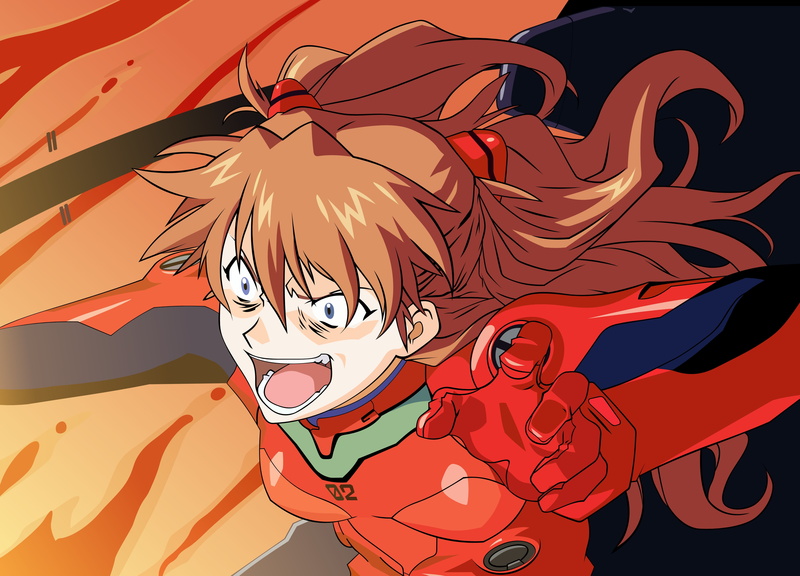 asuka, neon, 4K, soryu, art, evangelion, long, plugsuit, anime, langley, bodysuits, eyes, Vector, hd, open, genesis, Blue Eyes, mouth, blue, hair