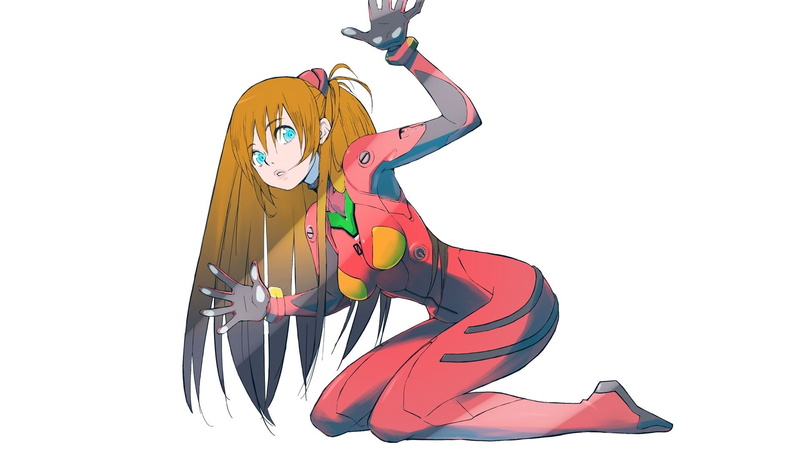 art, anime, hot, neon, soryu, eyes, simple, langley, Blue Eyes, 1080P, hd, long, brunettes, genesis, blue, asuka, hair, plugsuit, bodysuits, evangelion
