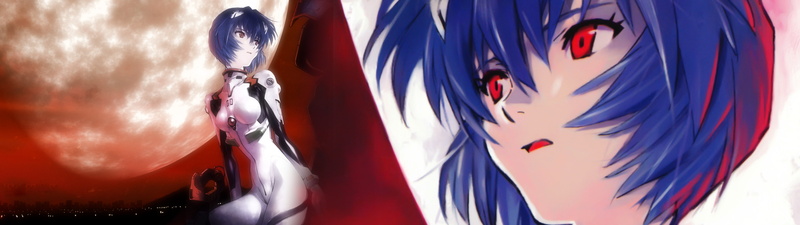 Blue Hair, Moon, Red Eyes, Plugsuit, Neon Genesis Evangelion, Ayanami Rei, Anime Girls, sitting, face, 4K