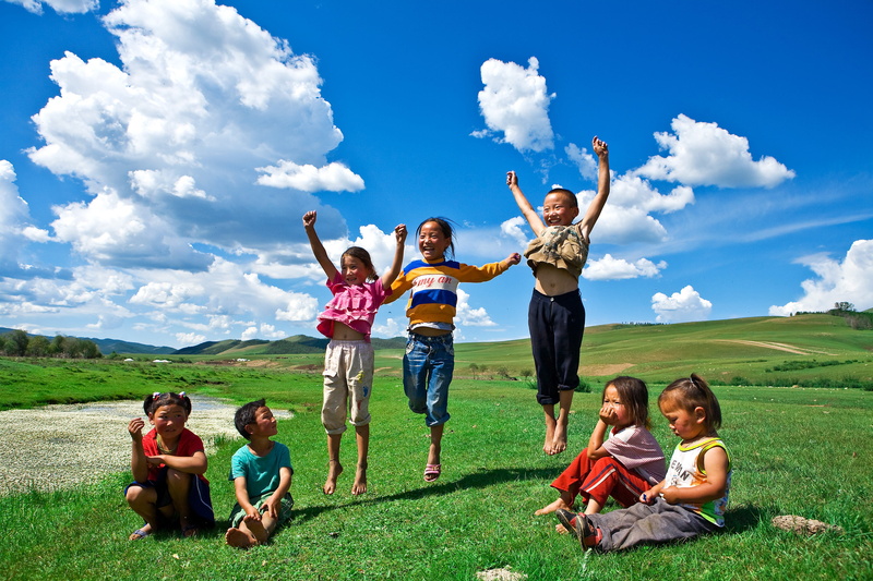 smiling, positive emotion, cloud, teenager, leisure activity, females, girls, four, casual clothing, adolescence, child, cheerful, white, children playing