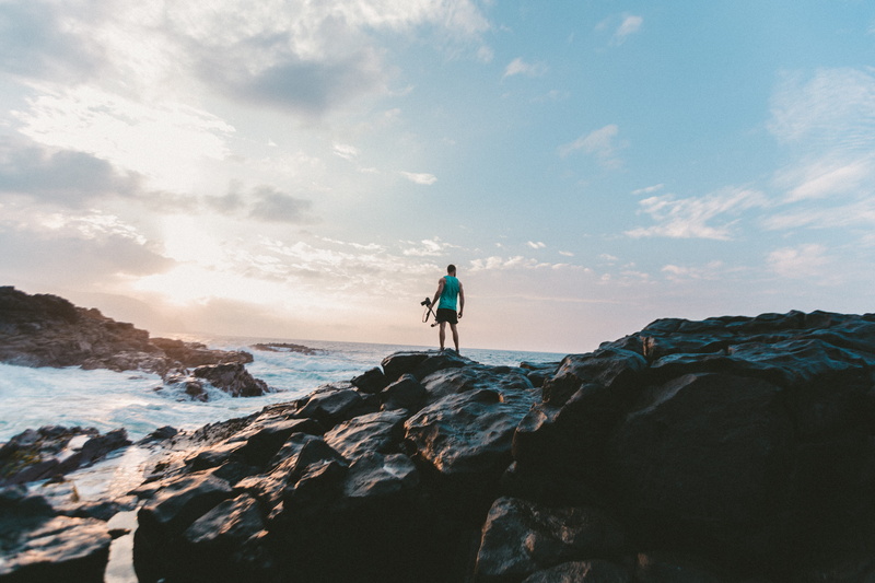 adventure, solid, sea, leisure activity, lifestyles, people, man, scenics - nature, rock, men, outdoors, exercising, water, daytime, sky, beauty in nature