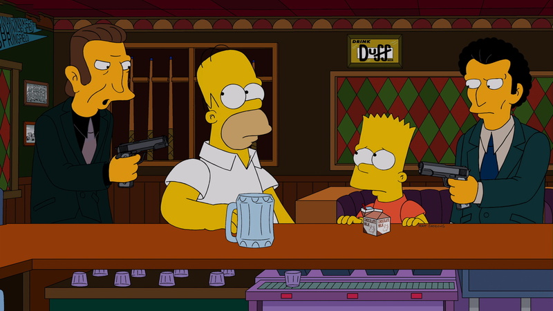 Homer, the bandits, 4K, weapons, The Simpsons, bard