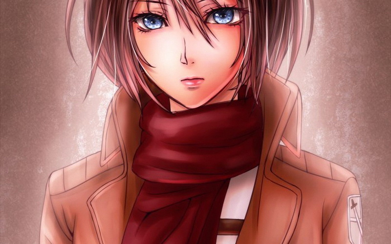 Shingeki No Kyojin, Anime, Scarf, Attack On Titan, 1080P, Blue Eyes, Mikasa Ackerman, Jacket