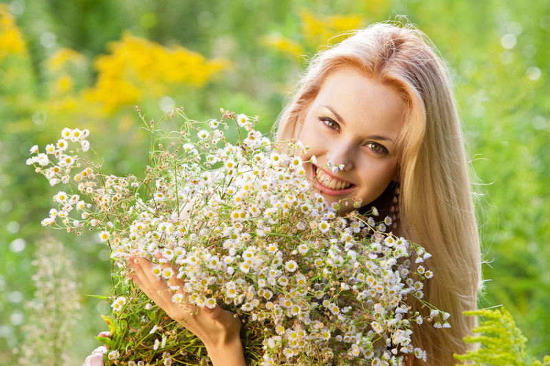 love, girl, best, boquet, 1080P, yellow, beautiful, white, flowers, Nature