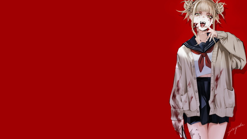 Boku no Hero Academia, blonde, 2K, Himiko Toga, blood, anime