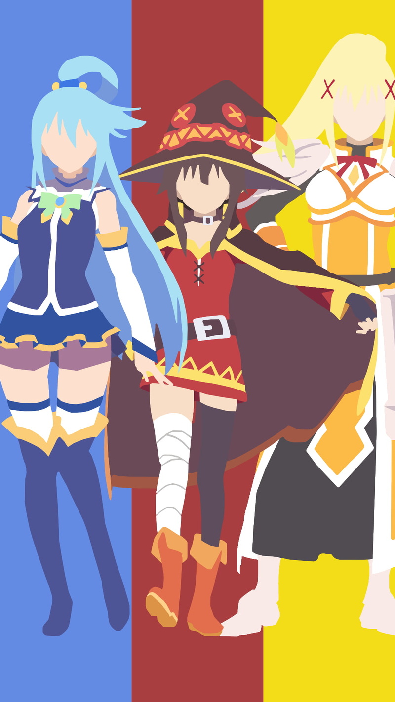 Darkness (KonoSuba), Kono Subarashii Sekai ni Shukufuku wo!, 1080P, anime girls, Megumin, Aqua (KonoSuba)