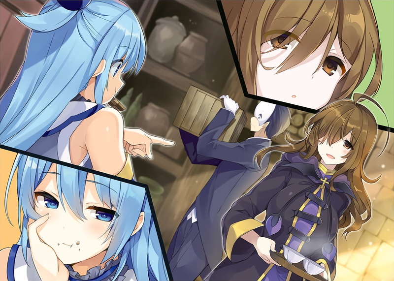 day, KonoSuba – God’s blessing on this wonderful world!!, KonoSuba, 1080P, Anime, still life, clothing, Aqua (KonoSuba), sunlight, indoors, art and craft