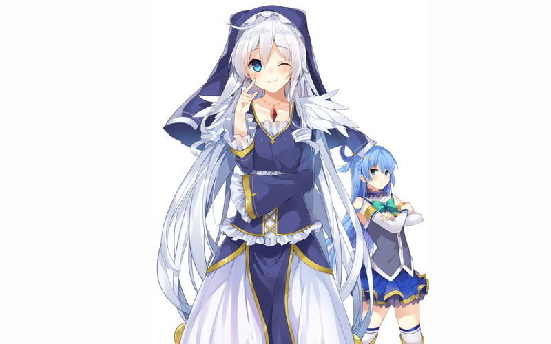 KonoSuba – God’s blessing on this wonderful world!!, women, Aqua (KonoSuba), KonoSuba, studio shot, standing, white background, Eris (KonoSuba), one person