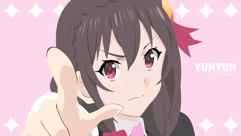 Yunyun (Konosuba), people, women, creativity, communication, male likeness, female likeness, standing, headshot, anime girls, Kono Subarashii Sekai ni Shukufuku wo!