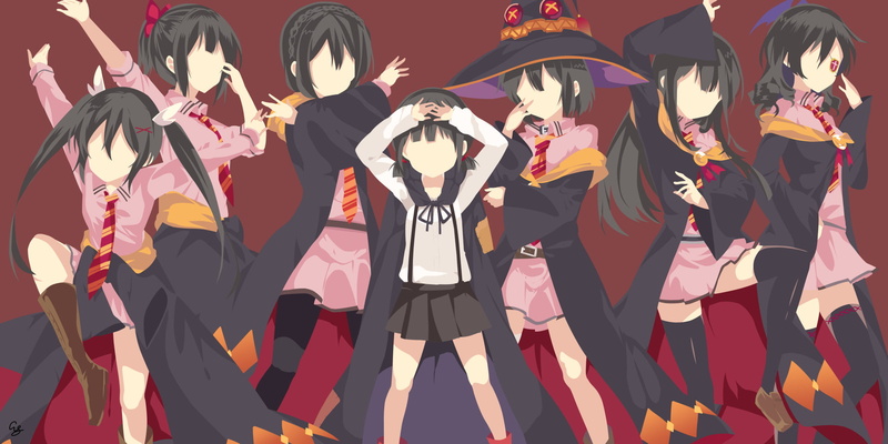 Megumin (KonoSuba), Yunyun (KonoSuba), KonoSuba – God’s blessing on this wonderful world!!, Minimalist, Anime, 1080P