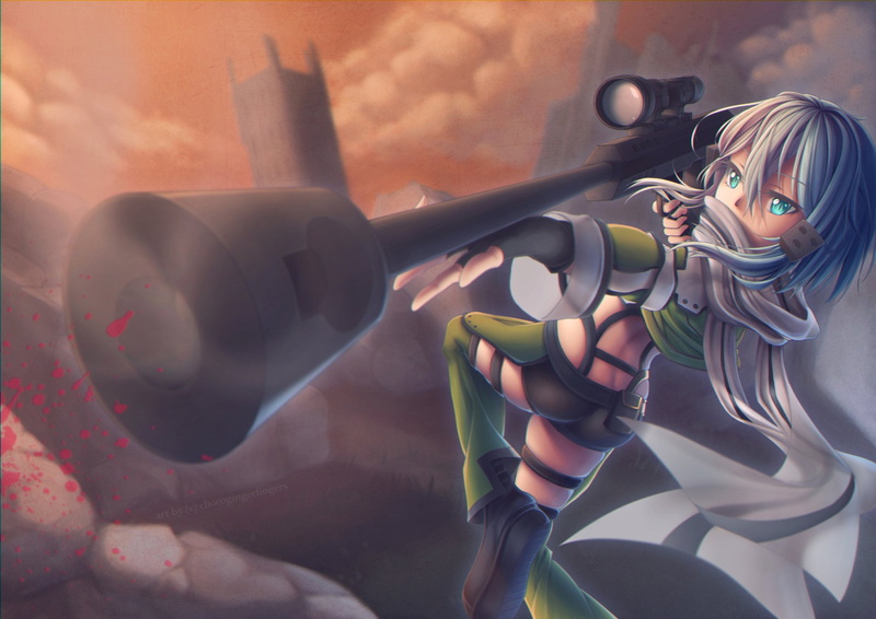 technology, outdoors, young adult, 1080P, young women, adult, Sinon (Sword Art Online), one person, glasses, reflection, transportation, nature, Sword Art Online II