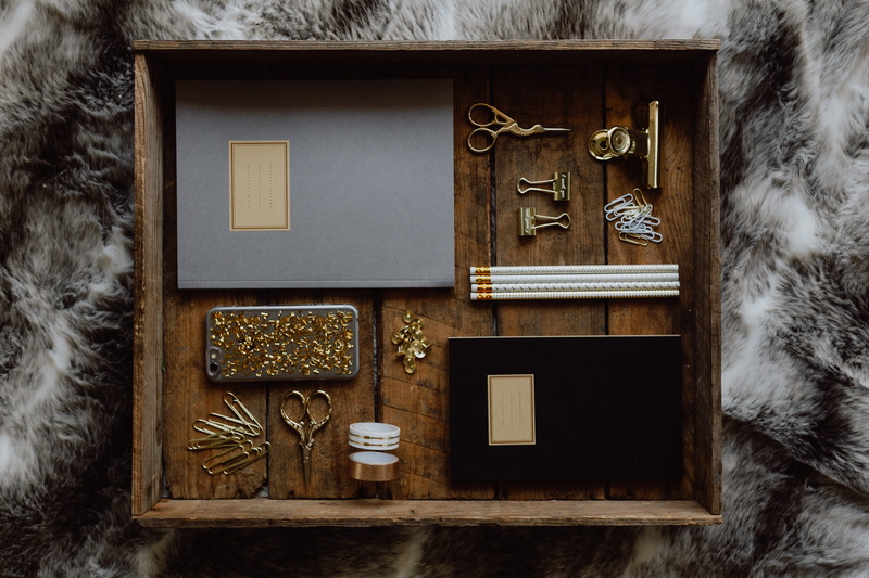 flatlay, representation, school, 5K, table, indoors, picture frame, office accesories, wooden tray, old, large group of objects, golden, pencil, book