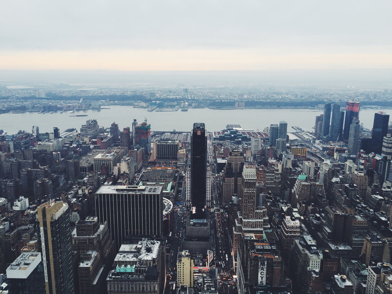 downtown, aerial view, financial district, buildings, sky, 2K, urban, built structure, travel destinations, assorted, color, residential district, building