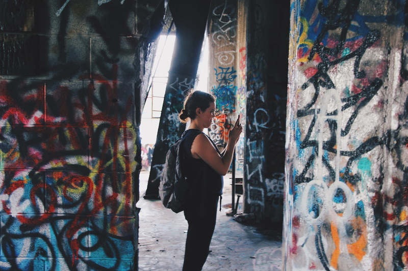 ruin, female, one person, three quarter length, lifestyles, chicago, graffiti, art, built structure, ruins, 4K, architecture, woman, paint, real people