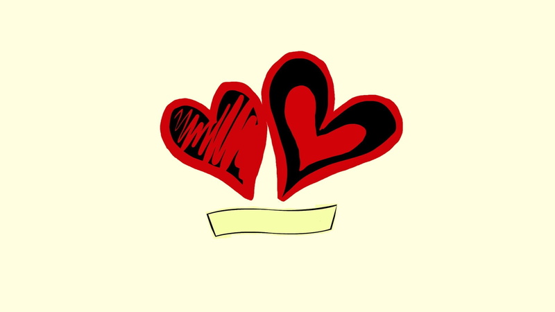 directly above, heart shape, copy space, communication, illustration, studio shot, emotion, message, cut out, minimalism, text, hearts, celebration, two