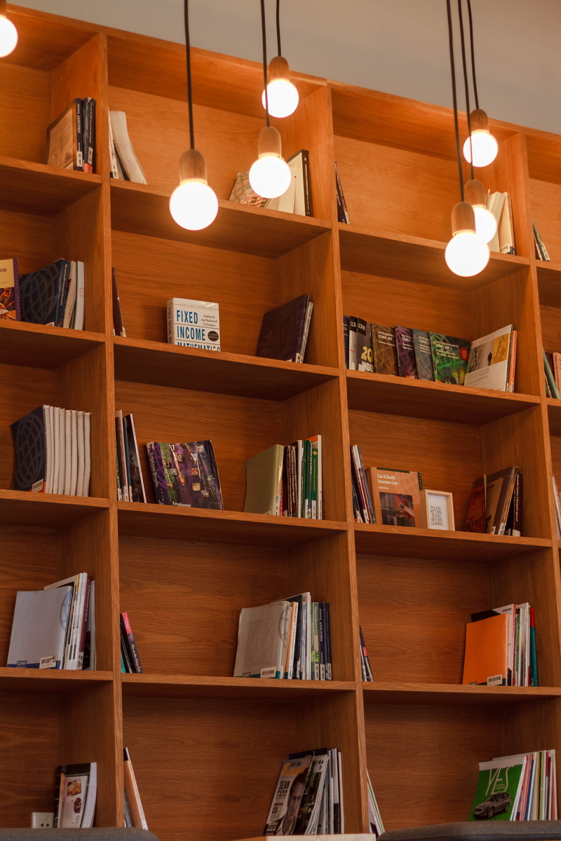 electric lamp, shelf, 5K, lighting equipment, abundance, publication, in a row, education, no people, knowledge, library, bookshelf, order, illuminated